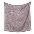 Elegante pañuelo cuadrado de poliéster malva con estampado floral blanco y borde - 110*110cm / Flores onduladas púrpura claro (68#)