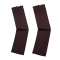 Vue détaillée de manchons de protection solaire marron pour femmes avec bord à volants. - Taille unique / Café