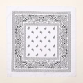 Classic white square bandana with black paisley print for street dance style - 54*54CM / White