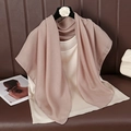 Detail of pink cotton linen square scarf draped over a silk top on an elegant hanger - 90cmx90cm / Dusty Pink