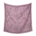 Elegante pañuelo cuadrado rosa con estampado floral negro y borde de doble raya. - 110*110cm / Flores de líneas rosa púrpura (78#)
