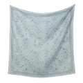 Pañuelo cuadrado elegante de poliéster azul claro con diseño floral y bordes - 110*110cm / Código 60