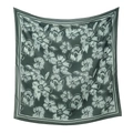 Elegante pañuelo cuadrado de poliéster gris oscuro con estampado floral para mujer - 110*110cm / 51# (Gris verdoso oscuro con gran estampado floral)