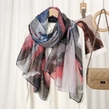 Lightweight fashion scarf with abstract print in grey and pink for women shawl wrap - VS869-2# Pink Blue Print