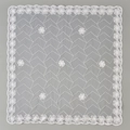 White square scarf with delicate floral lace embroidery and zigzag stitching details - White (FJ999-3#)