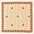 Beige square scarf with brown geometric embroidery and elegant openwork lace edges - Camel (FJ999-4#)