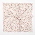 Chiffon hoofddoek met bloemenprint, rode bloemen en groene bladeren op wit - Witte Basis Rood Oranje Bloemenstijl (14#)