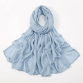 Detail of light blue modal hijab scarf showing breathable crinkle texture and soft fabric - 190*85cm / Light Denim Blue