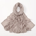 Breathable mocha brown modal hijab scarf with a soft pleated texture for women - 190*85cm / Khaki Grey