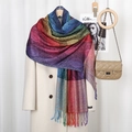Détails de broderie paisley sur un châle dégradé arc-en-ciel à longues franges - Paisley Dégradé Multicolore D (DZ016-4#)
