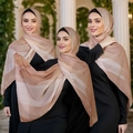 Detail of gradient brown chiffon hijab showing soft draping and lightweight texture - 180cm / Brown Beige Gradient (YW345)