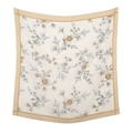 Eleganter quadratischer Seidenschal mit Blumenmuster in Beige und Khaki für Damen - 110*110CM / Khaki Wellenkante Wollweiß Bedruckt (22#)