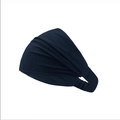 Deep blue elastic mercerized cotton headband featuring a stylish pleated design for women - One Size / Navy Blue