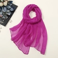 Detail of fuchsia 30D chiffon scarf showing soft pleated texture and semi-transparent fabric - Purple Fuchsia