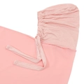Detail of light pink chiffon hijab with elastic knitted fabric and tie-on closure - Snow Bud