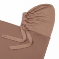 Solid brown pearl chiffon hijab undercap with elastic ties and knitted panel details - Khaki