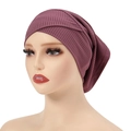 Purple ribbed knit modal turban for women with elegant cross-fold wrap design - One Size / 9# Dusty Purple