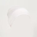 Detail of pure white modal turban inner cap with fine texture and elastic wide brim - One Size / White