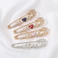 Crystal love safety pin brooch set, decorative rhinestone lapel pin for clothes and dresses. - BZ417