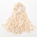 Hijab in chiffon beige di alta qualità con drappeggio elegante e bordi arrotolati - Beige (Stile 3)