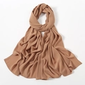 Lightweight camel brown chiffon hijab scarf with fine stitched edges for women - Light Brown (6#)
