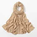 Chiffon long hijab in beige with textured fabric and premium stitched edges - Light Khaki (8#)