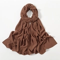 Elegant brown chiffon long scarf for women featuring a lightweight textured drape finish - Brown (9#)
