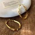 Elegant 18k gold plated double-layer geometric earrings with textured U-shape design - Gold Double Layer Hoop