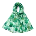 Lightweight voile long scarf featuring green ginkgo leaf print for women - Fresh Emerald Green Ginkgo (VS714-06)