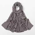 Premium solid charcoal grey chiffon hijab scarf with neat rolled hem for women - Charcoal Grey (14#)