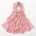 Elegant plain pink chiffon hijab scarf with fine rolled edges and natural drape look - Soft Pink (19#)