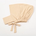 Detail of beige milk silk elastic undercap showing the neat stitching and back tie design - 6# Beige