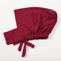 Detail of dark red elastic hijab inner cap showing soft milk silk fabric and fine stitching - Wine Red