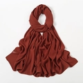 Solid brick red chiffon hijab scarf with elegant draped texture and rolled edges - Brick Red (23#)