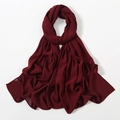 Solid burgundy chiffon long scarf with a lightweight drape and elegant pleated texture - Wine Red (24#)