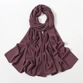 Solid deep purple chiffon long headscarf with soft drape and lightweight texture - Plum (27#)