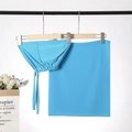 Sky blue two-piece chiffon hijab set with matching tie-back inner cap and wrap skirt - Sky Blue