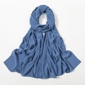 Elegant dusty blue chiffon headscarf with high-quality stitching and a smooth texture - Grey Blue (29#)