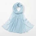 Hellblauer Chiffon Hidschab Schal mit eleganter weißer Spitze für den Sommer-Modestil - 10# Hellwasserblau