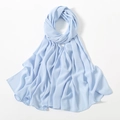 Light blue chiffon hijab scarf with fine stitching and soft drape in circular fold - Light Blue (30#)