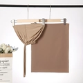 Chiffon hijab and matching inner cap set in camel color with adjustable ties - Khaki