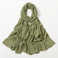 Chiffon long scarf in olive green color with a premium draped texture and neat edges - Olive Green (31#)