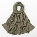 Lightweight olive green chiffon hijab scarf with a refined matte texture and drape - Moss Green (32#)