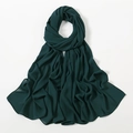 Dark green premium chiffon hijab scarf with fine rolled edges for women's headwear - Forest Green (34#)