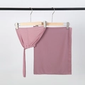 Dusty rose chiffon hijab set with adjustable inner cap and matching neck cover veil - Dusky Pink