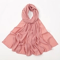 Elegant dusty pink chiffon long hijab scarf with premium rolled hem edges for women - Dusty Pink (37#)