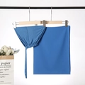 Bright blue chiffon hijab set featuring matching tie-back underscarf in premium elastic fabric - Denim Blue
