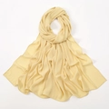 Light yellow chiffon hijab scarf with soft pleated texture and delicate rolled edges - Light Yellow (41#)
