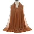 Breathable dark brown pearl chiffon hijab long shawl scarf displayed on mannequin - Mocha Brown