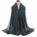 Breathable pearl chiffon hijab scarf in charcoal dark grey finish for women - Charcoal Gray (74#)
